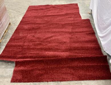 Red Carpet with Scroll Pattern, Approx. 8x12 ft