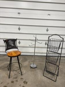 Chair, Coat Hangrer, Rack Eith Baskets