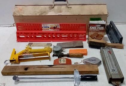 Craftsman Torque Wrench. Giant Metal Tool Box (32"x8"x10.5".) Hanson Antique Hanging Scale (To 100lbs.) Misc Tools + More.