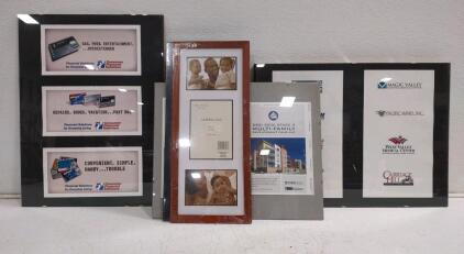 (5) 24"x 18" Frameless Picture Frames, (4) 20"x 16" Frameless Picture Frames, & (2) 8"x 20" Picture Frames