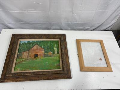 Framed Artwork on Canvas Panel with Rustic Wood Frame, Picture Frame Included
