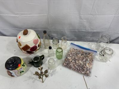 Eclectic Decorative Glass & Ceramic Collection with Cookie Jar & Teapot