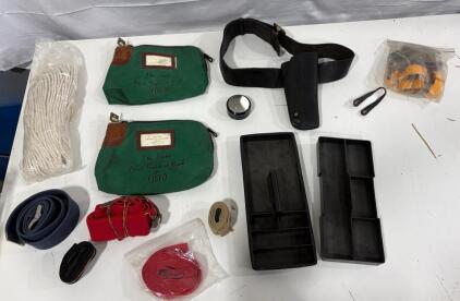 Bank Teller's Equipment Set with Hunter 56L Holster, Idaho Bank Bags, Magnifying Glass, Gun Holster, And More.