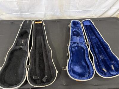 Hard Shell Guitar Cases, Black Exterior, Plush Lining, Metal Latches