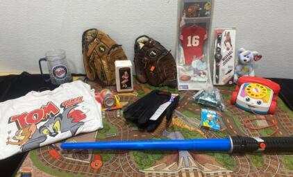 Vintage Michael Jordan Watch / Small Tom And Jerry Shirt / (2) Baseball Mitts / New Large Gloves and More