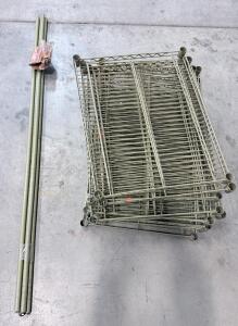 Metal Wire Shelving Unit, 9 Shelves, Olive Green, Adjustable Height