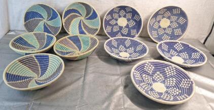 (10) Assorted Hand Woven Wall Hanging Baskets