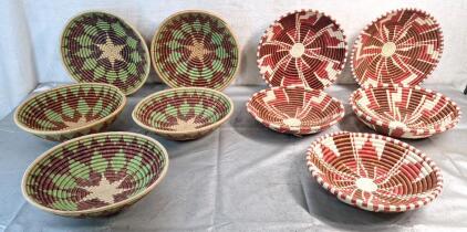 (10) Assorted Hand Woven Wall Hanging Baskets