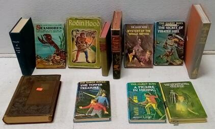 LOT Of Old Hardback Books. (4) Hardy Boys. (2) Robinson Crusoe. Tales Of Edgar Allan Poe. +More