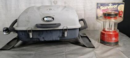 (1) Blue Rhino Portable Propane Grill & (1) GE Fluorescent Lantern