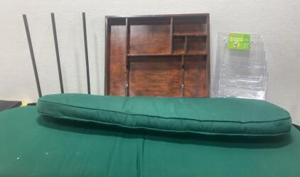 Wooden Organizer 18x22 / Green Cushions / Magazine Holder