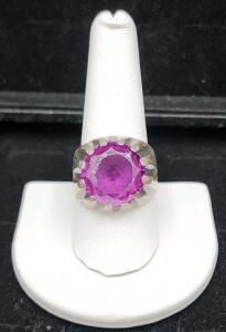 (1) Ruby Stone .925 Silver Ring