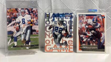 (3) 7&rdquo;x5&rdquo; Football Cards Troy Aikman , Emmitt Smith , Terrel Davis