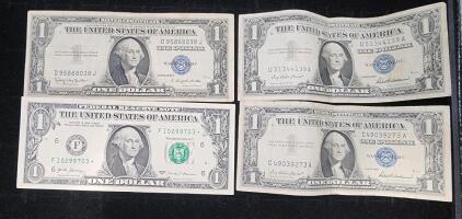 (1) 1935-H Series Silver Certificate One Dollar Note (2) 1975 Series Silver Certificate One Dollar Note (1) 2017 Series Federal Reserve Note Star Serial One Dollar Bill