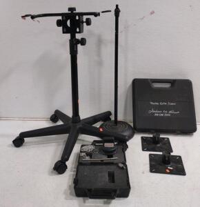 (1) (Black) Adjustable Heavy-Duty Rolling Karaoke Microphone Stand, (1) (2) (Black) Microphone Stand Plates, (1) (Black) Case w/ Magnets Inside, & Much More!