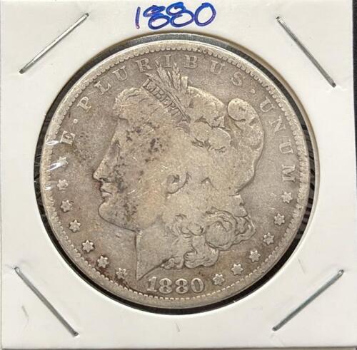 1880 Morgan Silver Dollar Coin, Philadelphia Mint, 90% Silver