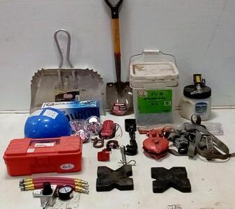 Motion Pro Crankcase a leak Tester. Qsprings Bike Shock. Mityvac Break Bleeder. (5) Motorcycle Lights. ~1/7th Of A Bucket Galvanized Box Nails (2.5".) + More.