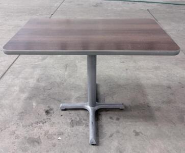 Rectangular Table with Metal Base and Brown Top 30x41.5x24 Inches