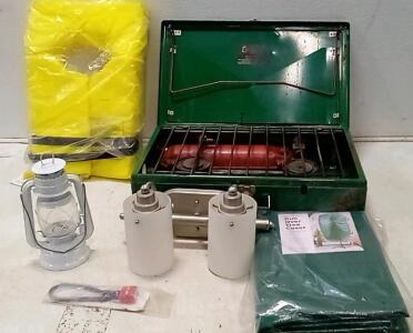 Coleman Gas 2 Burner Electric Wall Lamp. Seachoice Life Jacket. Camp Stove. Kerosene Lantern.+More
