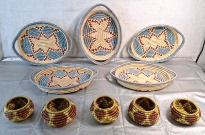 (10) Assorted Hand Woven Wall Hanging Baskets