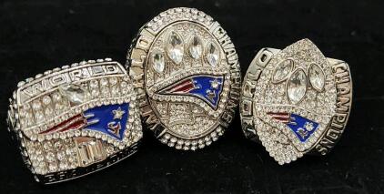 (3) Size 11 New England Patriots Super Bowl Championship Fan Rings