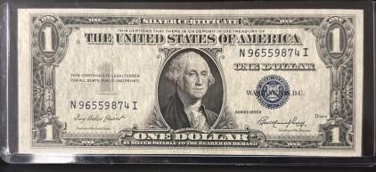 (Crisp) 1935E Silver Certificate One Dollar Bill, Serial N96559874I, Blue Seal