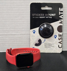 Red Apple Watch Series 6 W/ Red Band & Sticker Mount For Apple AirTag