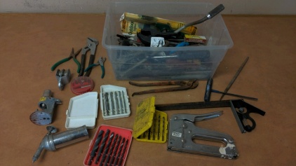 Tub of Assorted Tools & Hardware