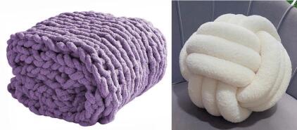 Veluca Chunky Knitted Blanket (60&rdquo;x80&rdquo;) & (2) White Knot Throw Pillows