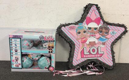 (1) Box Of L.O.L Surprise Winter Disco Glitter Globe Dolls And (1) L.O.L. Pi&ntilde;ata
