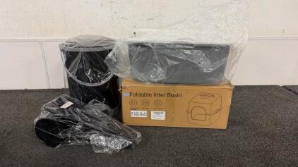 Foldable Litter Basin, Model P-MG-BoI2, High-capacity, Detachable & Trash Can With Scoop And Rake