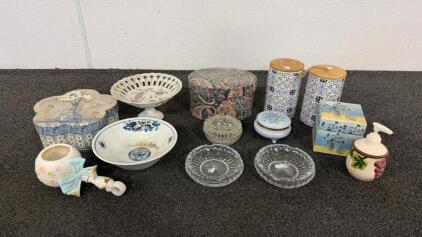 Assorted Decorative Household Items, Ceramic & Glass, Various Patterns