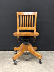 Vintage Solid Oak Swivel Chair