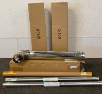 (3) Tion Pipe and Chimney Rain Cap and (2) Rolls Opaque Sunscreen 34.4&rdquo;x7&rsquo; (1) Roll Clear Wind Fice 35.4&rdquo;x6.5&rsquo;