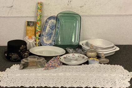 Pyrex Casserole Dishes, Various Other Dishes And Knickknacks