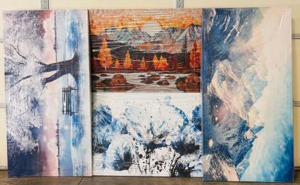 Set of Four 60"x30" Canvas Art Prints - Diverse Themes and Vibrant Colors