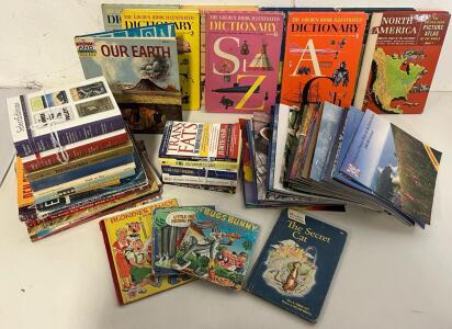 Mixed Book Collection: Golden Book Illustrated Dictionary, Atlases & More