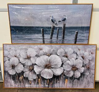 (2) Large Framed Canvas Wall Art (29"x 58" and 24.5"x 48")
