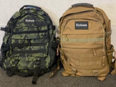 (2) Hidosam ( Unused ) Backpacks - Dark Tan and Camouflage