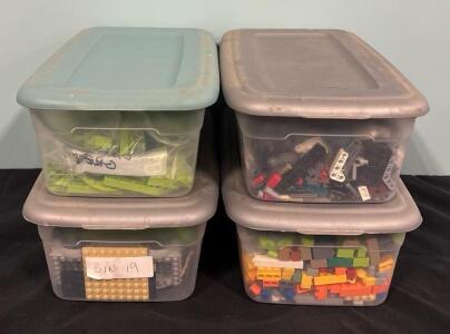 Lego Lot (4) Plastic Bins of Legos With Lids