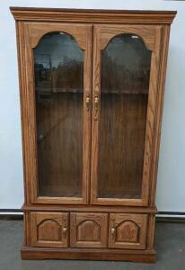 Glass Panel Wooden Gun Cabinet Holds 10 Rifles L=41" W=11 1/2" H=71 3/4"