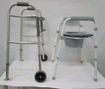Folding Adjustable Aluminum Walker And Adult Potty Seat