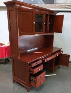 Solid Wood Executive Desk With Hutch, Bottom L=66" W=24" H=30", Top K=64" W=14" H=46"