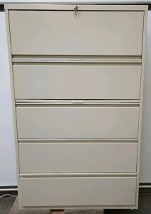 4 Pull Drawer With Top Flip Door Tan Metal Filing Cabinet L=42" W=17 1/2" H=67"