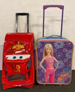 Lightning McQueen Rolling Luggage For Kids, Barbie Dolling Luggage For Kids And Barbie Dolls