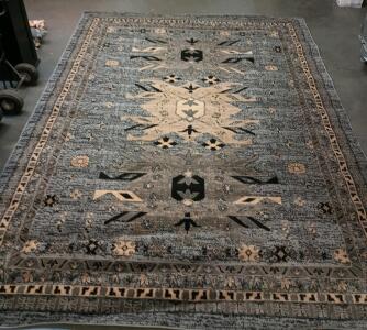 Gray And Beige Bohemian/Global Area Rug 10' x 13'