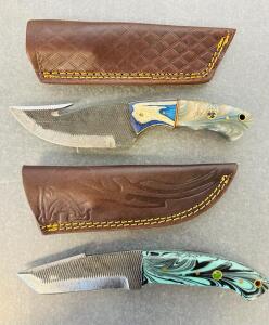 Custom Fixed Blade Knives With Leather Sheaths, 4" High Carbon Stainless Steel Blades