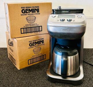 Breville YouBrew BDC600XL Coffee Maker With Thermal Carafe, 12-Cup Capacity (Connected and Powers Up) and (2) Boxes Of Curtis GEM -6 Filters (1000 Total)