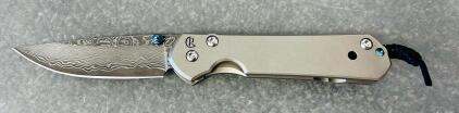Chris Reeve Sebenza 21 Folding Knife, Damascus Blade, Titanium Handle