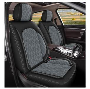 DISUTOGO Faux Leather Seat Covers for Jeep Liberty 2002-2012, Black/Dark Grey